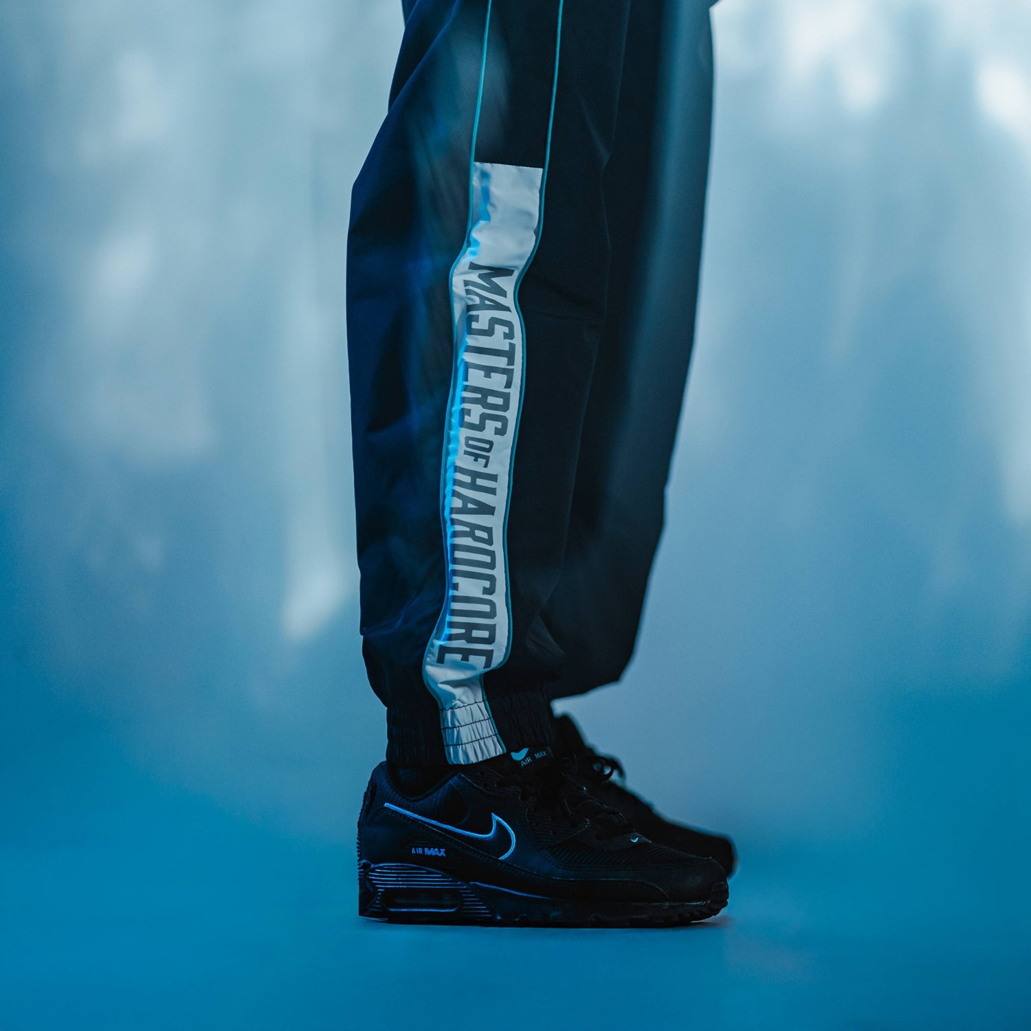 Masters of Hardcore Parachute Track Pants Black White